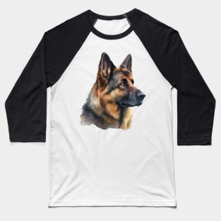 Watercolor Portrait of German Shepard Dog Baseball T-Shirt